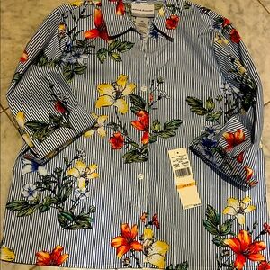 NWT Alfred Dunner Multicolor Floral Striped Shirt